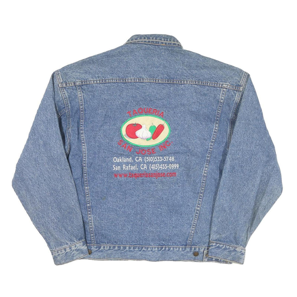 HALEMANE Mens Blue Denim Casual Jacket L Cotton Blend Button Front Plain