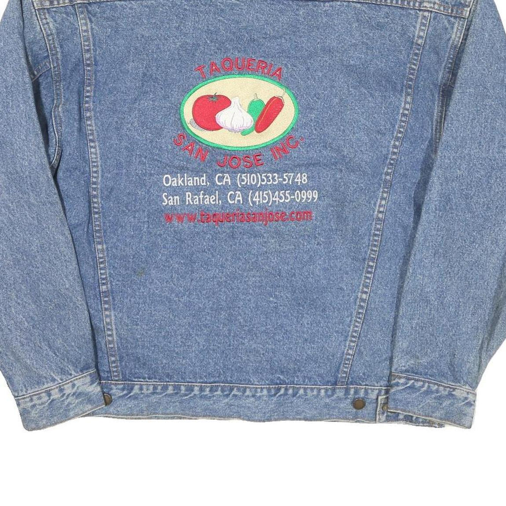 HALEMANE Mens Blue Denim Casual Jacket L Cotton Blend Button Front Plain