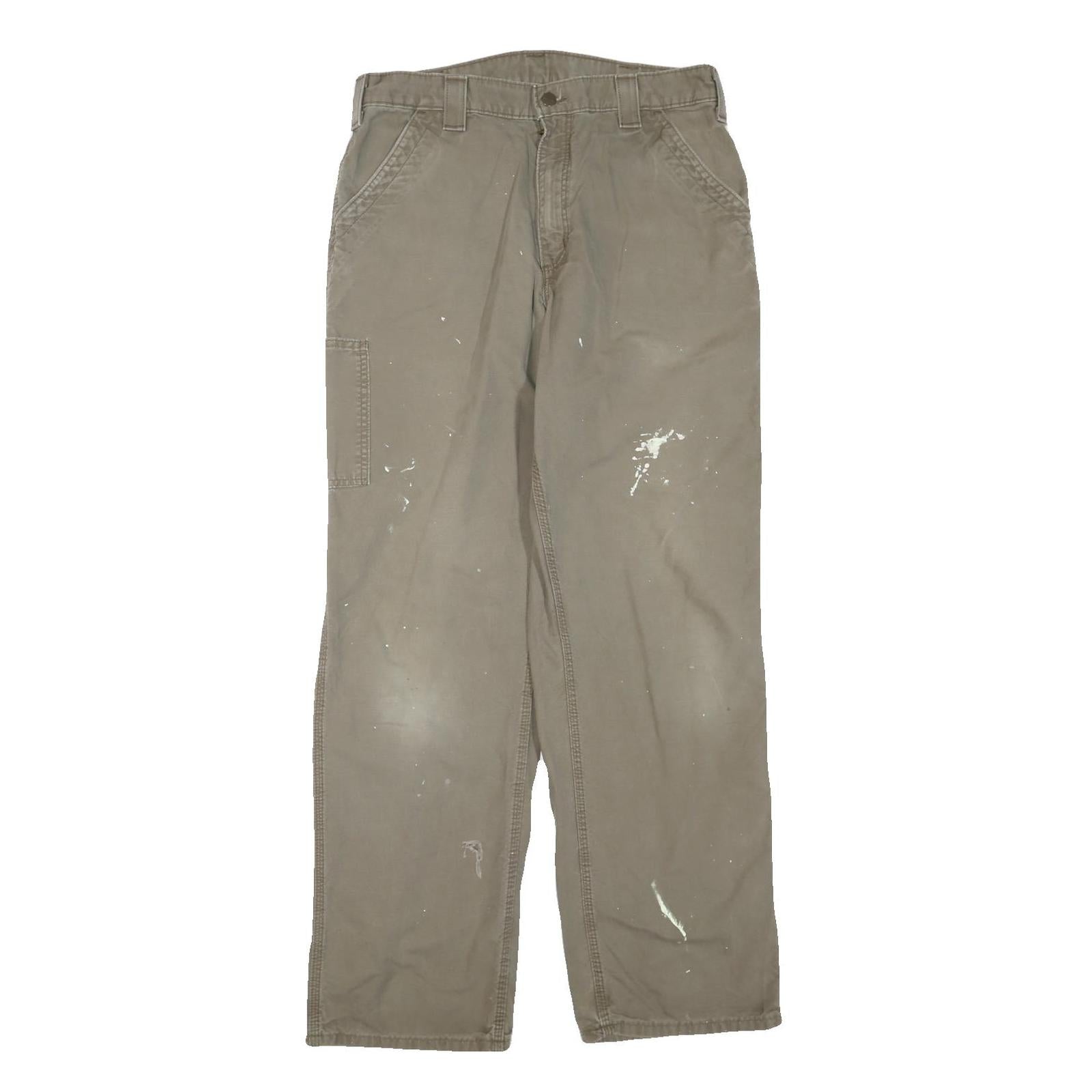 CARHARTT Mens Cotton Blend Brown Regular Straight Trousers W34 L34 Workwear