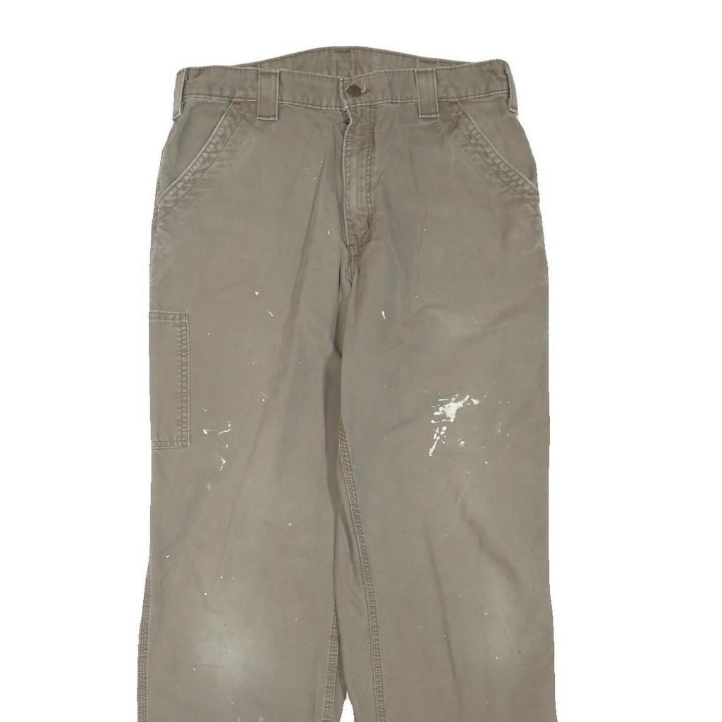 CARHARTT Mens Cotton Blend Brown Regular Straight Trousers W34 L34 Workwear