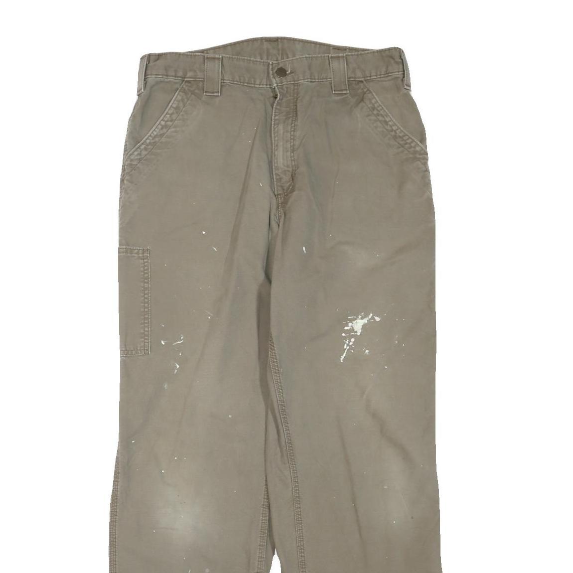 CARHARTT Mens Cotton Blend Brown Regular Straight Trousers W34 L34 Workwear