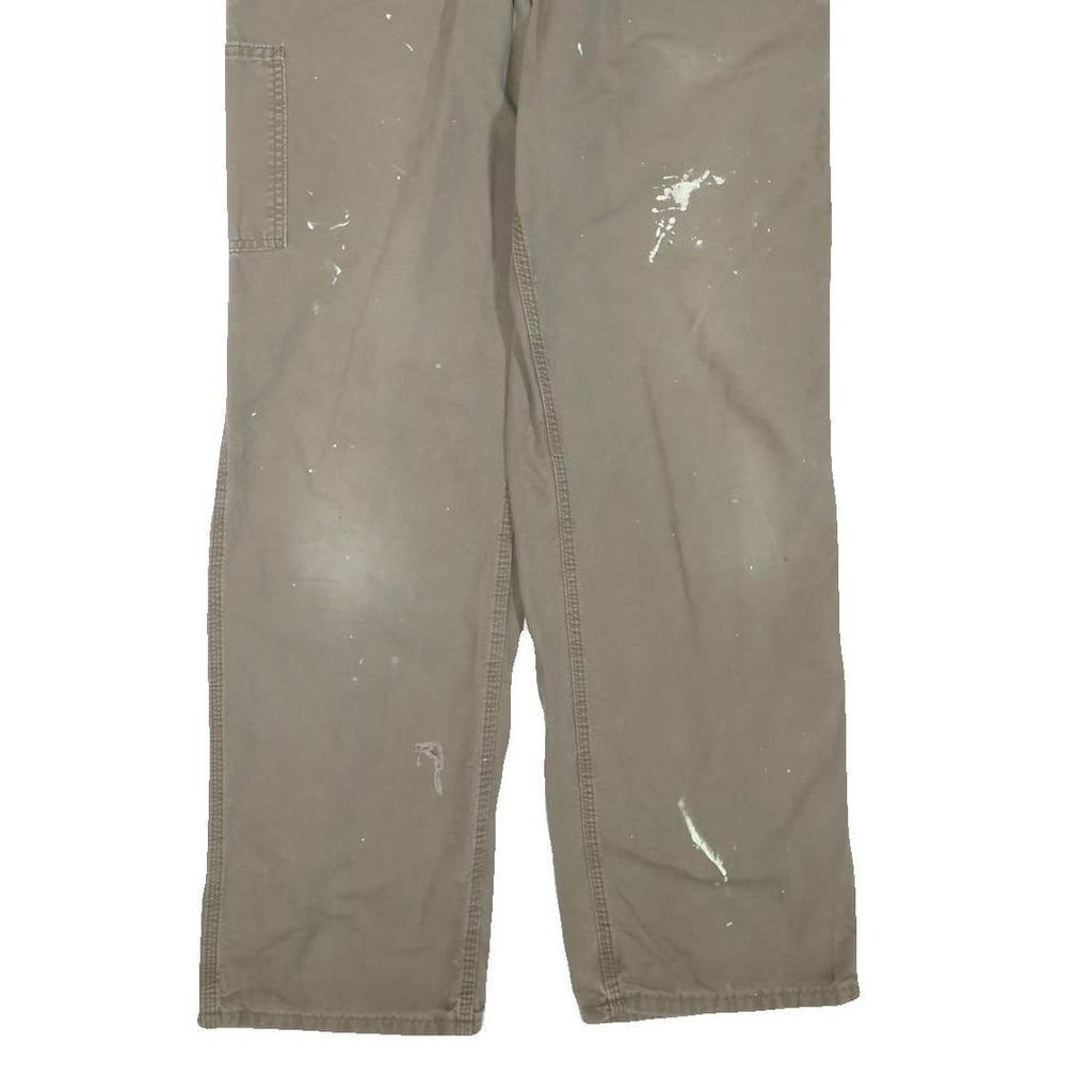 CARHARTT Mens Cotton Blend Brown Regular Straight Trousers W34 L34 Workwear