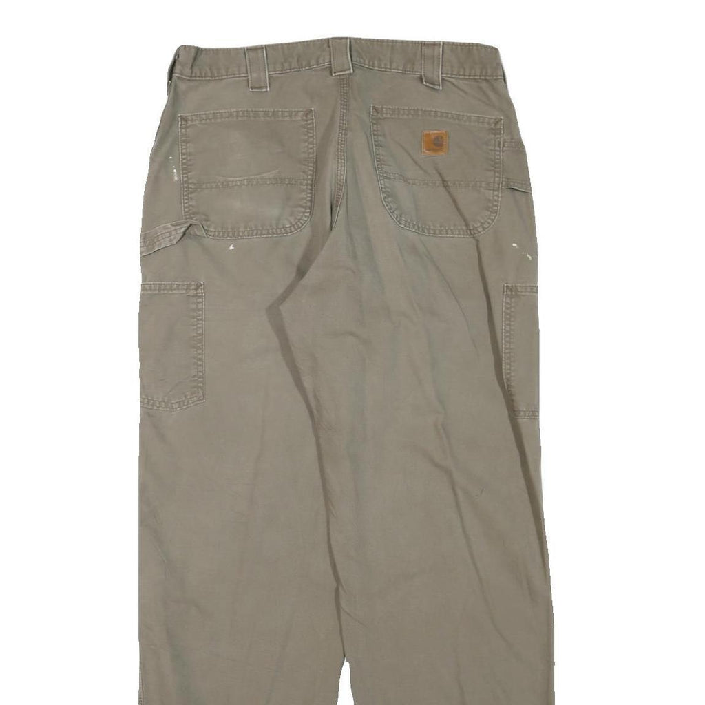 CARHARTT Mens Cotton Blend Brown Regular Straight Trousers W34 L34 Workwear