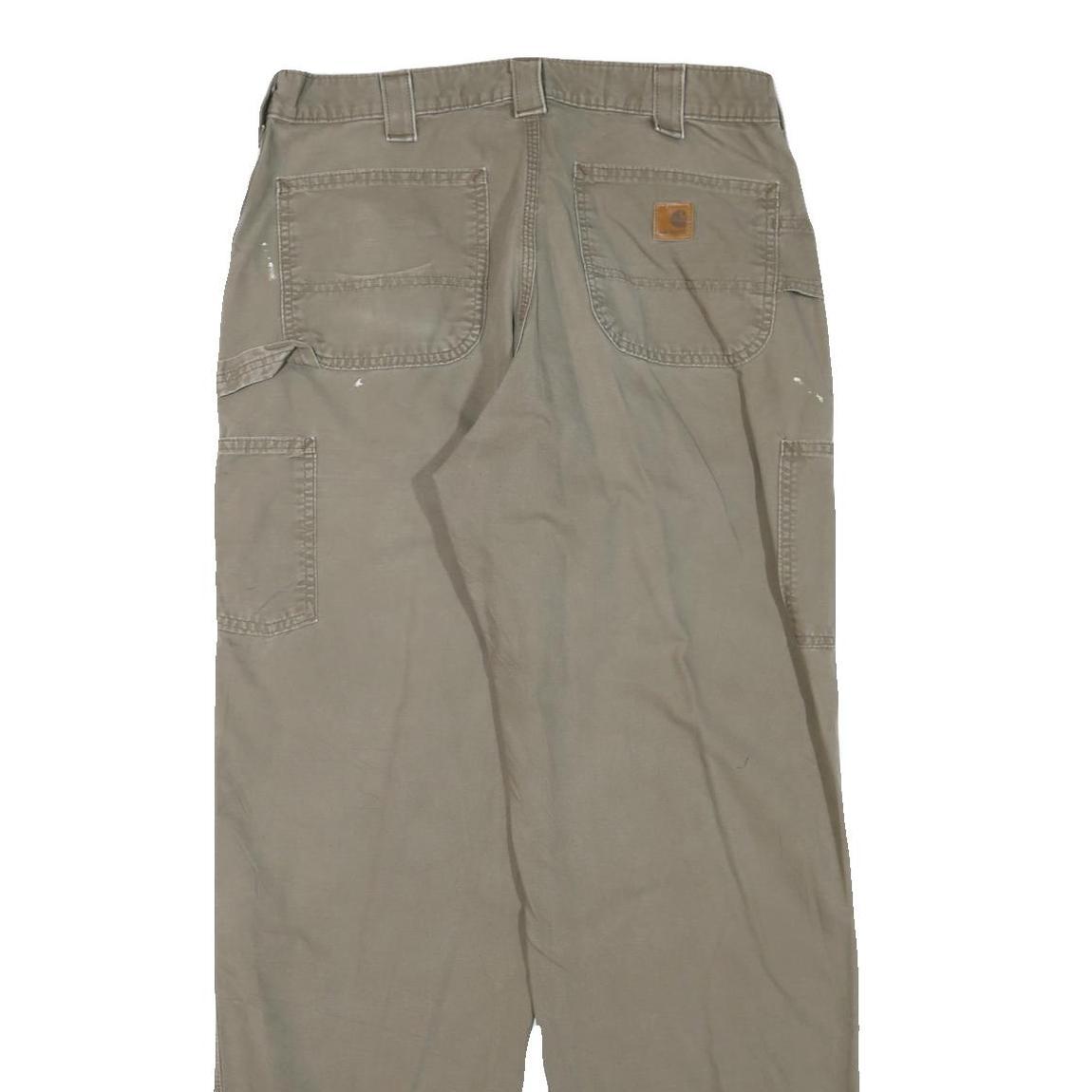 CARHARTT Mens Cotton Blend Brown Regular Straight Trousers W34 L34 Workwear
