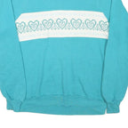 JERZEES Womens Blue & White Heart Pattern Collar L Casual Pullover Sweatshirt