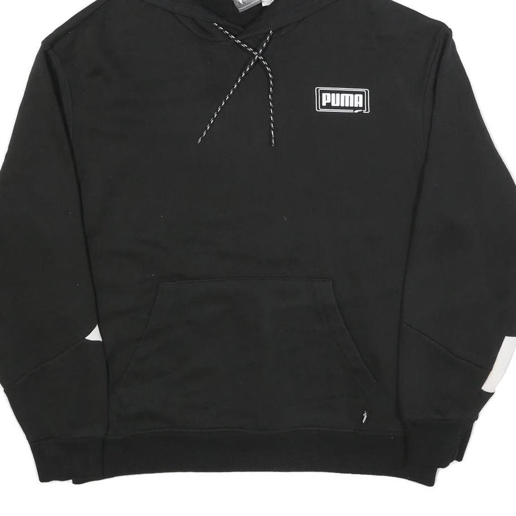 PUMA Mens Black Hoodie L Cotton Blend Pullover Hooded Sweatshirt