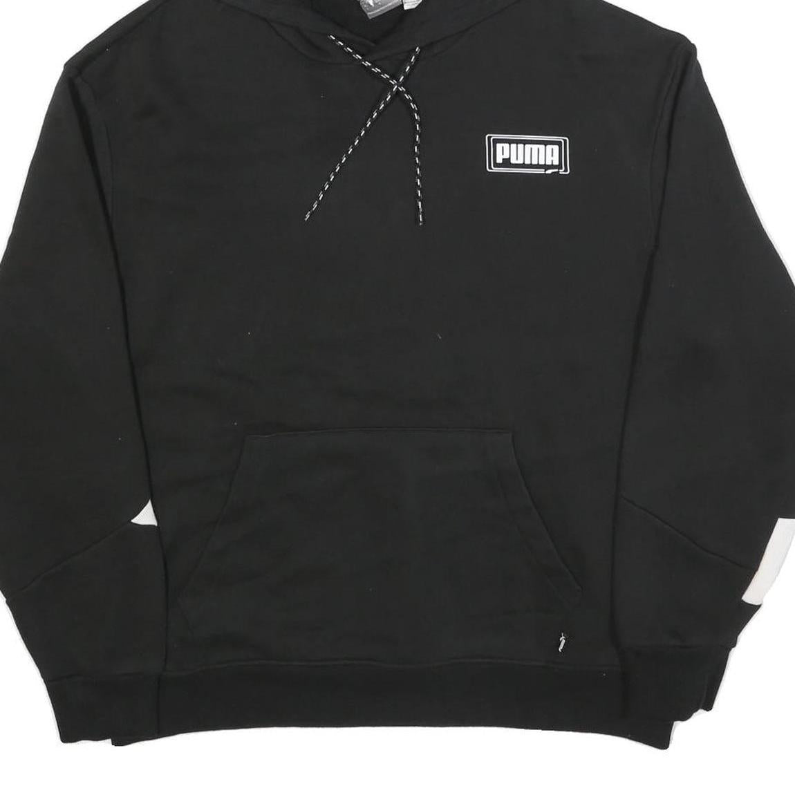 PUMA Mens Black Hoodie L Cotton Blend Pullover Hooded Sweatshirt