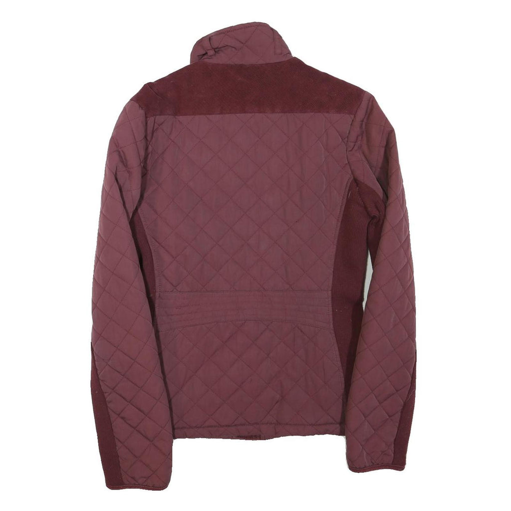 DIESEL Womens Maroon Quilted Jacket S Polyester Blend Zip Pockets