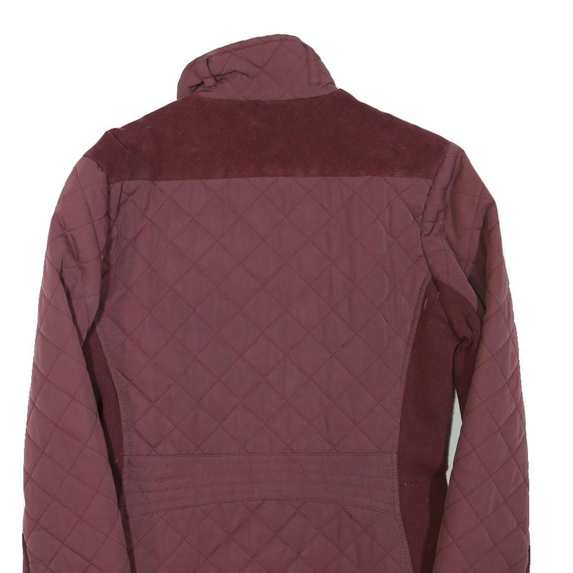 DIESEL Womens Maroon Quilted Jacket S Polyester Blend Zip Pockets