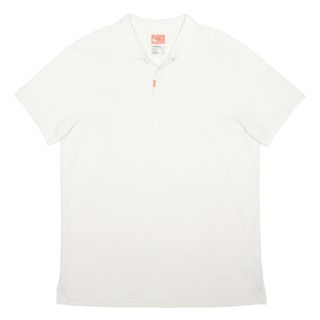 NIKE Mens White Cotton Blend Polo Shirt XL Short Sleeve Basic Sportswear