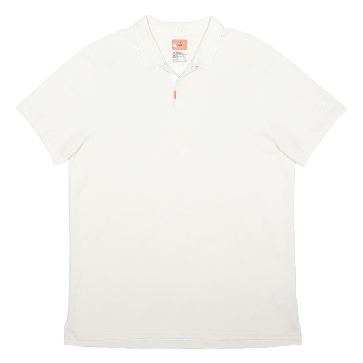 NIKE Mens White Cotton Blend Polo Shirt XL Short Sleeve Basic Sportswear