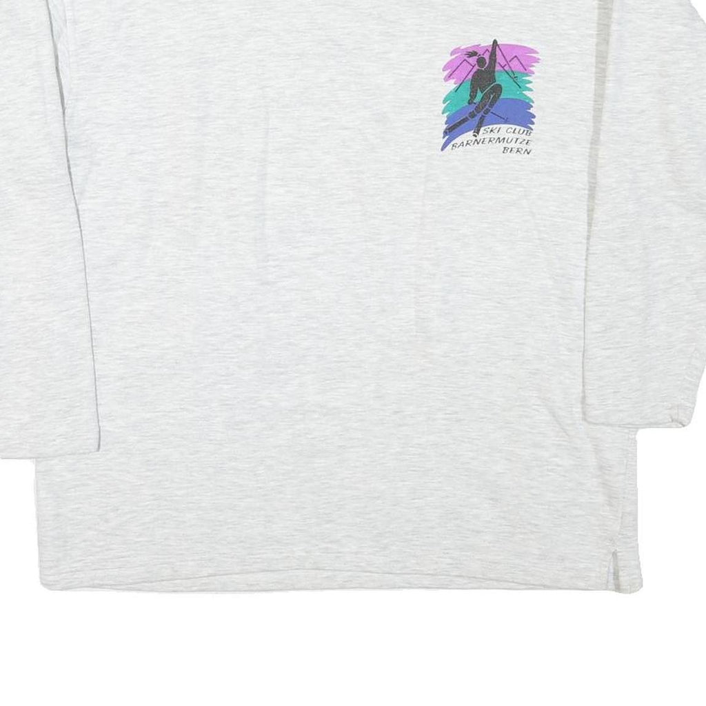 DETTO FATTO Mens White Ski Club Graphic Crew Neck L Cotton Blend Sweatshirt