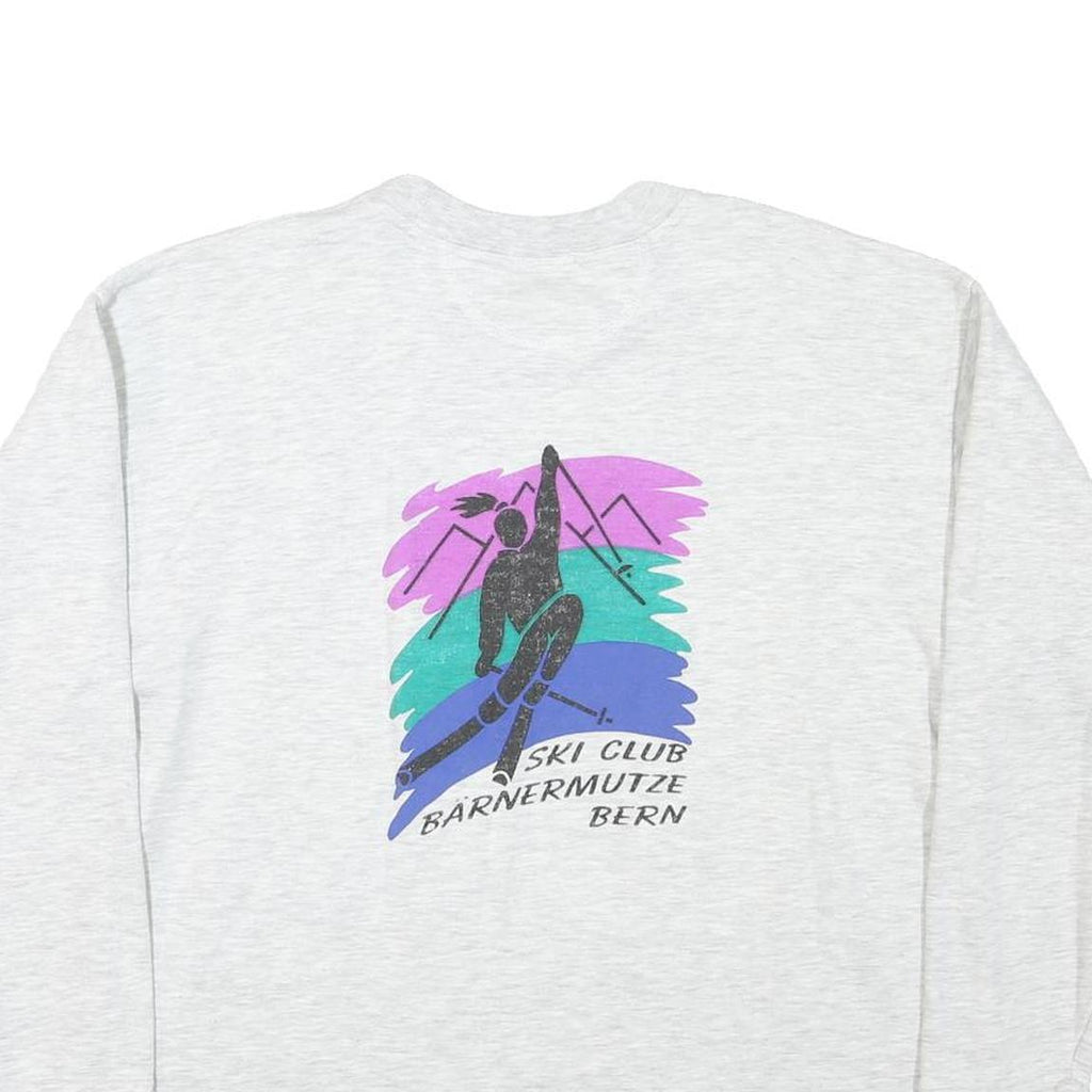 DETTO FATTO Mens White Ski Club Graphic Crew Neck L Cotton Blend Sweatshirt