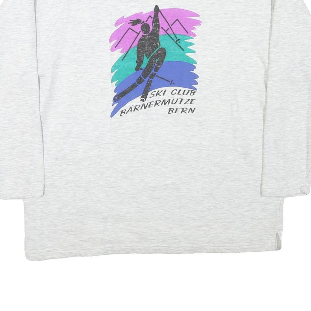 DETTO FATTO Mens White Ski Club Graphic Crew Neck L Cotton Blend Sweatshirt