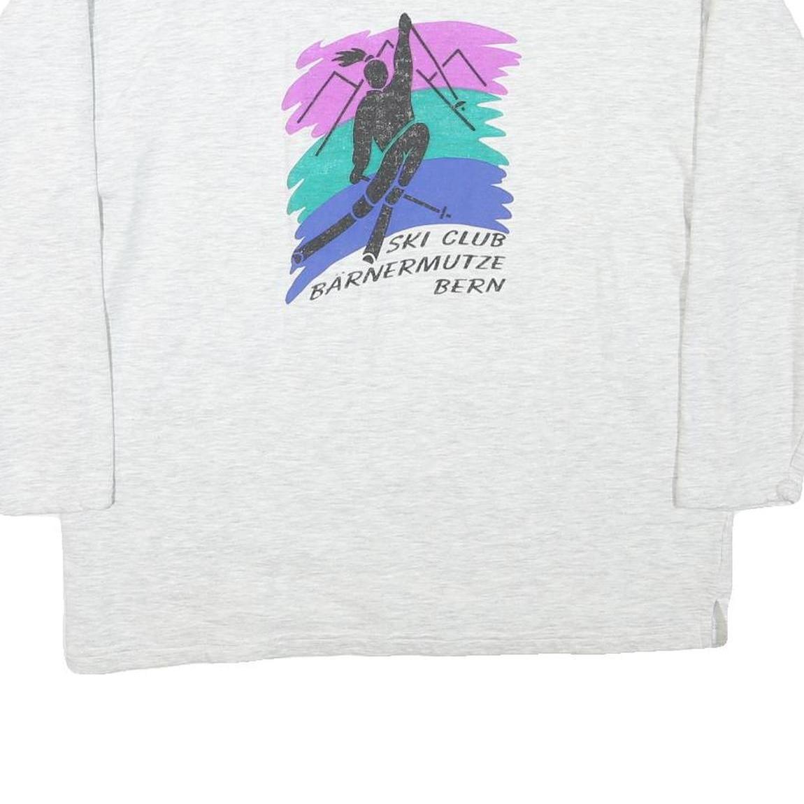 DETTO FATTO Mens White Ski Club Graphic Crew Neck L Cotton Blend Sweatshirt