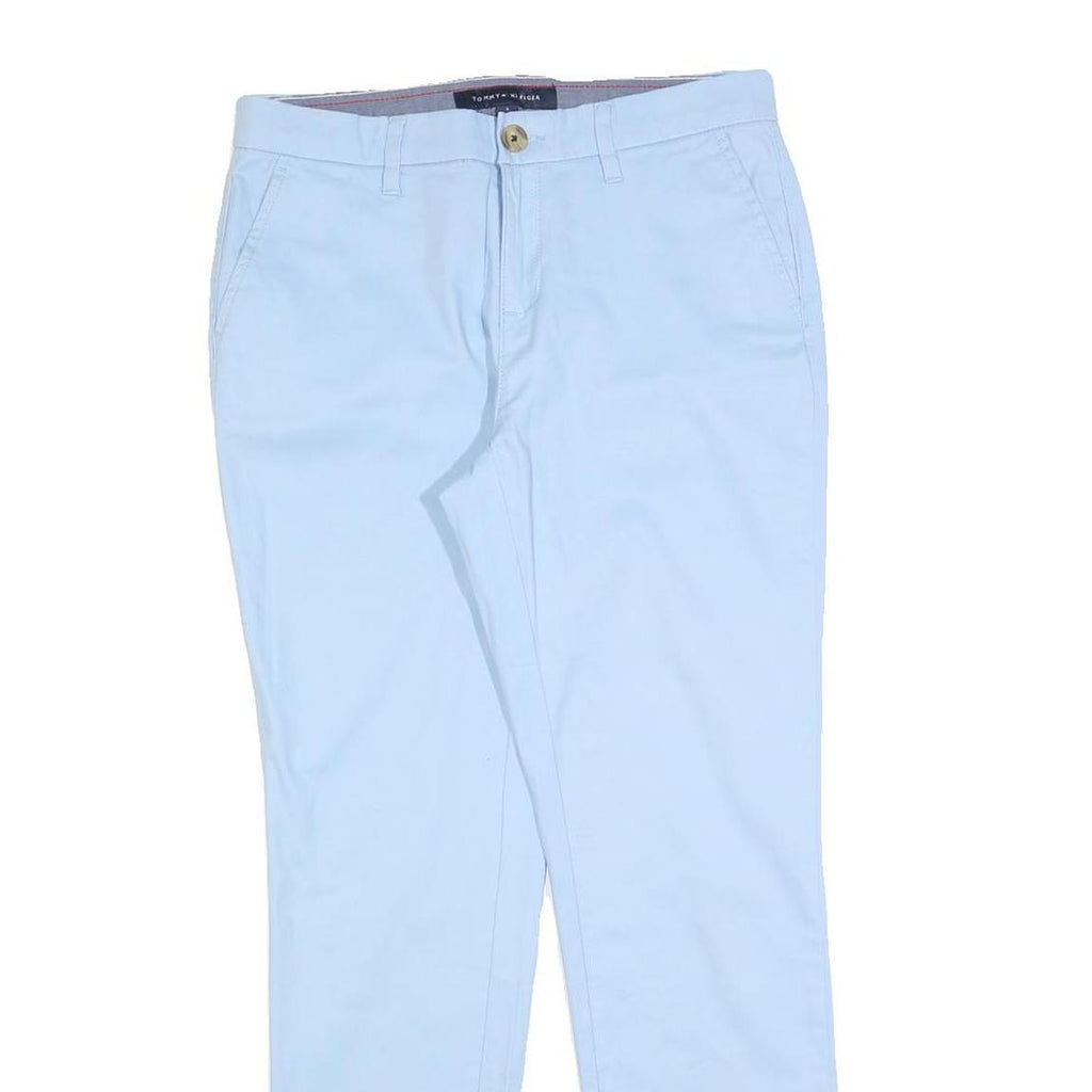 TOMMY HILFIGER Womens Cotton Blend Blue Slim Straight Trousers W30 L29 Casual