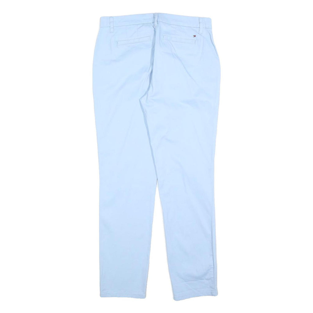 TOMMY HILFIGER Womens Cotton Blend Blue Slim Straight Trousers W30 L29 Casual