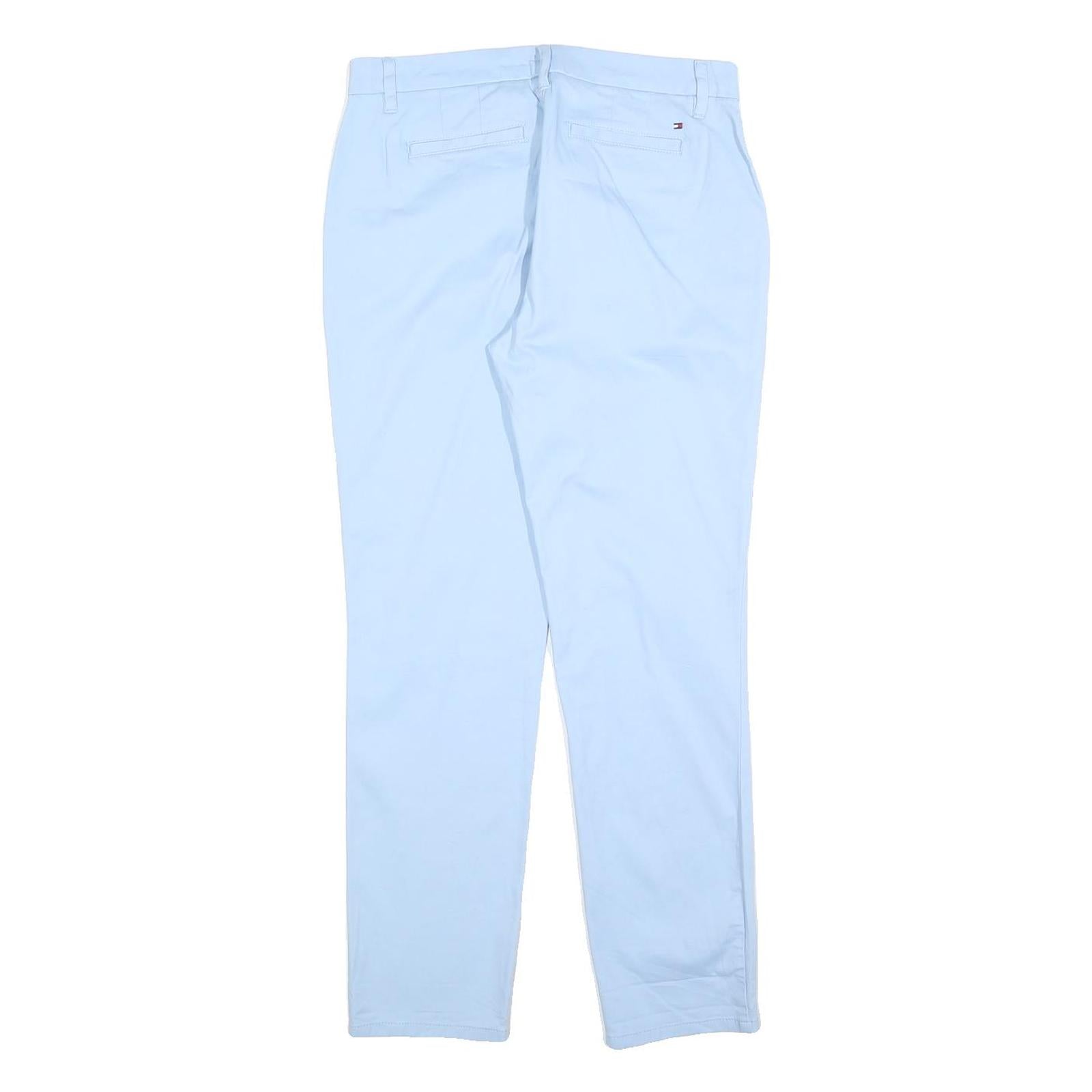TOMMY HILFIGER Womens Cotton Blend Blue Slim Straight Trousers W30 L29 Casual