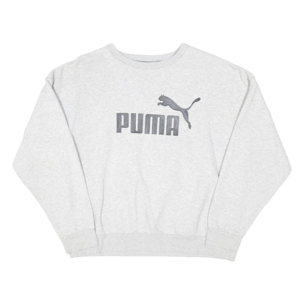 PUMA Womens Grey Cotton Blend Crew Neck XL Sweatshirt Casual Printed Logo