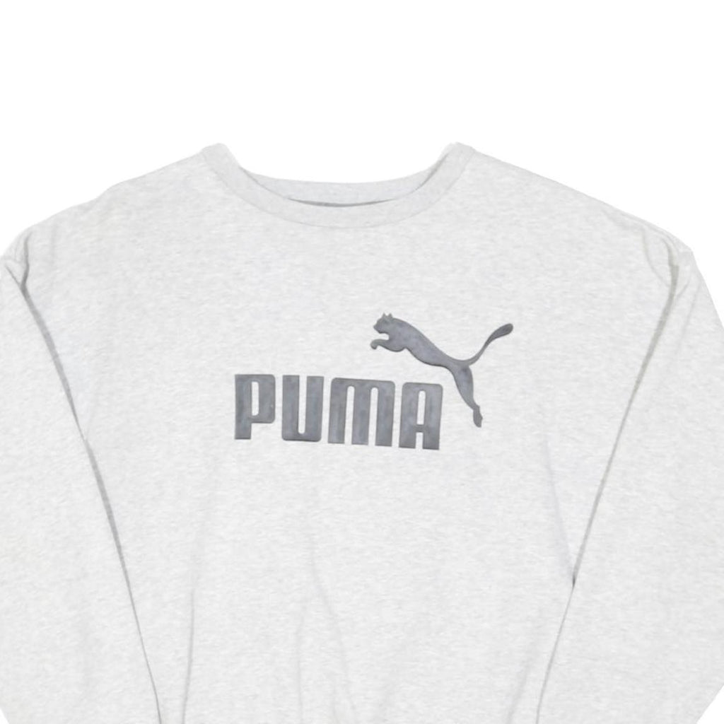 PUMA Womens Grey Cotton Blend Crew Neck XL Sweatshirt Casual Printed Logo