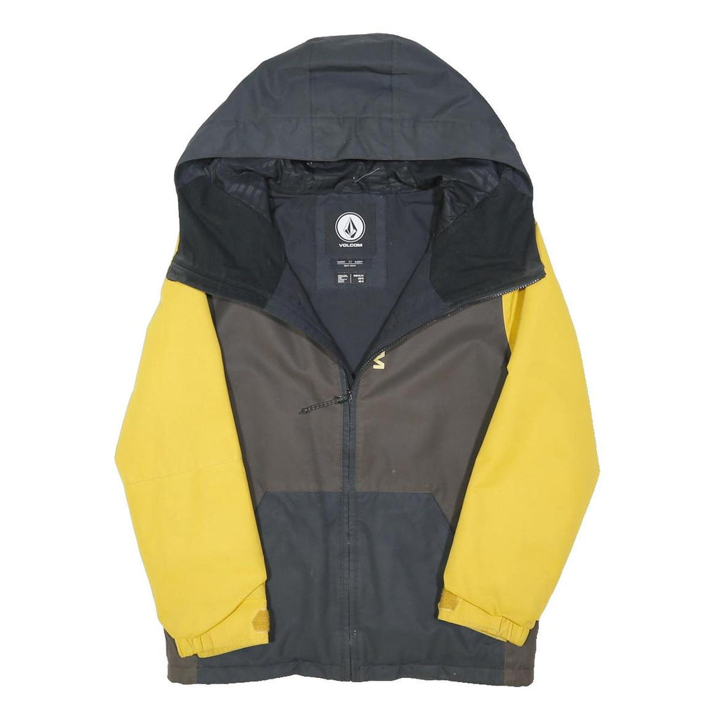 VOLCOM Boys Yellow & Grey Hooded Zip Jacket 14-15Y Polyester Blend Colourblock