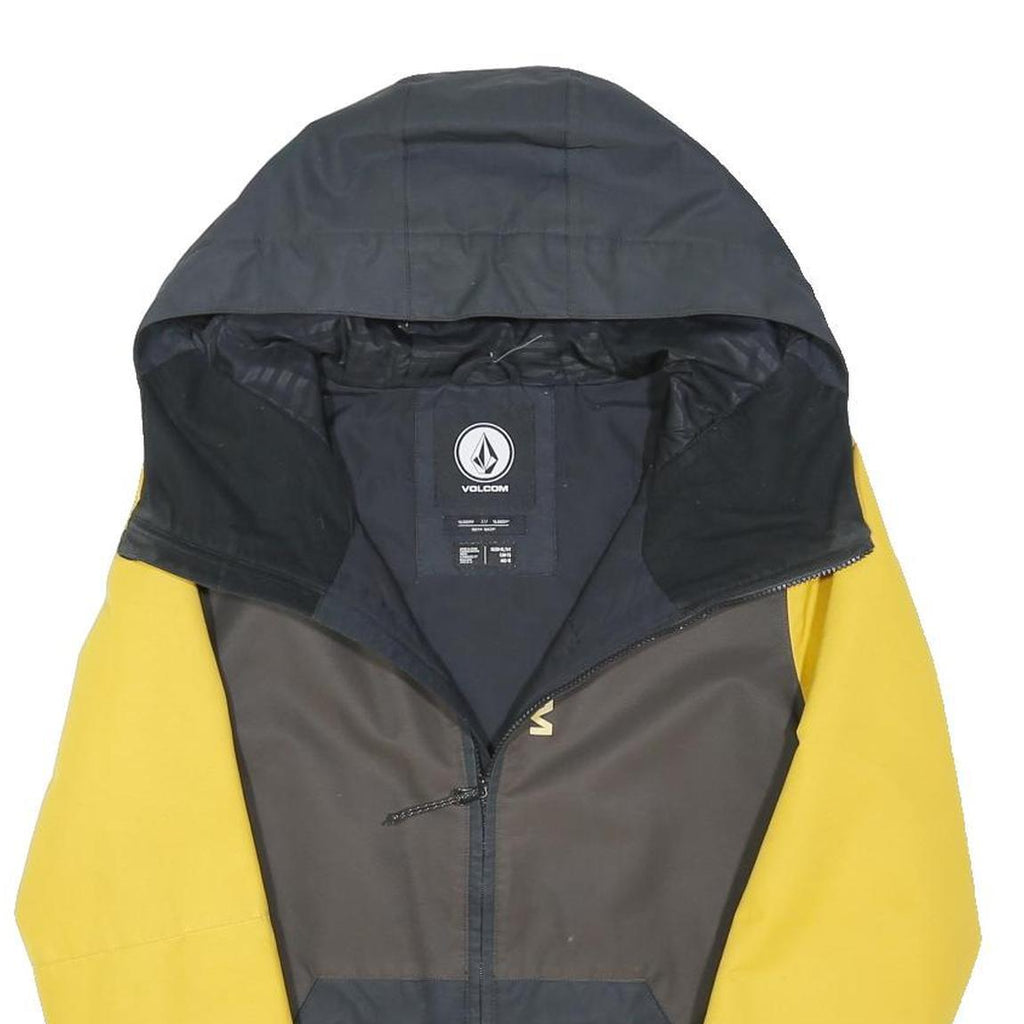 VOLCOM Boys Yellow & Grey Hooded Zip Jacket 14-15Y Polyester Blend Colourblock