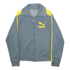 PUMA Mens Grey & Yellow Zip Jacket M Cotton Blend Track Sportswear