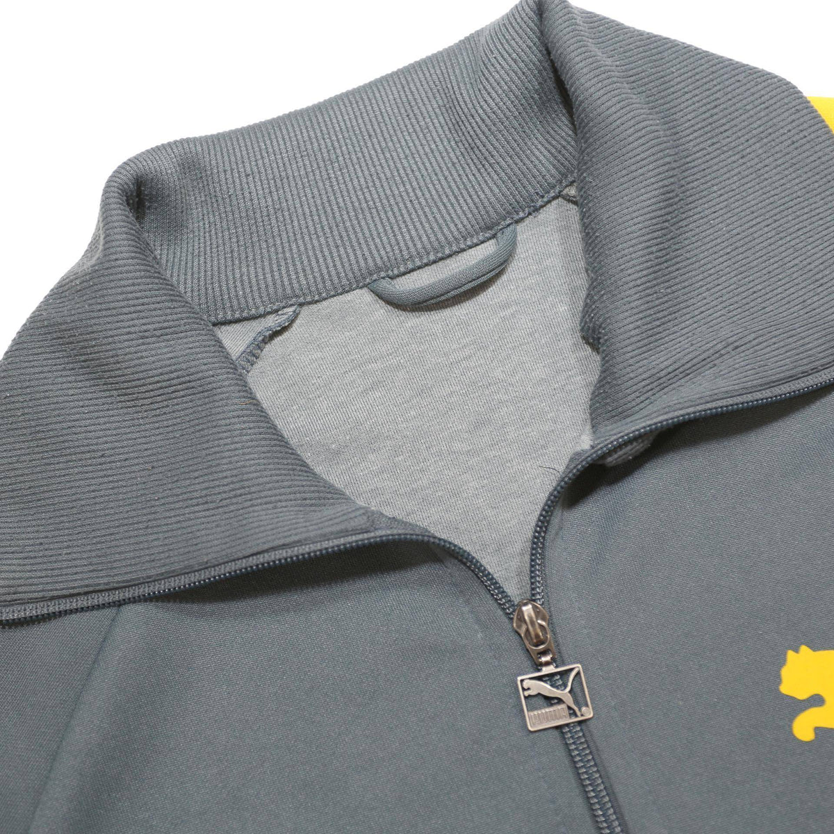 PUMA Mens Grey & Yellow Zip Jacket M Cotton Blend Track Sportswear