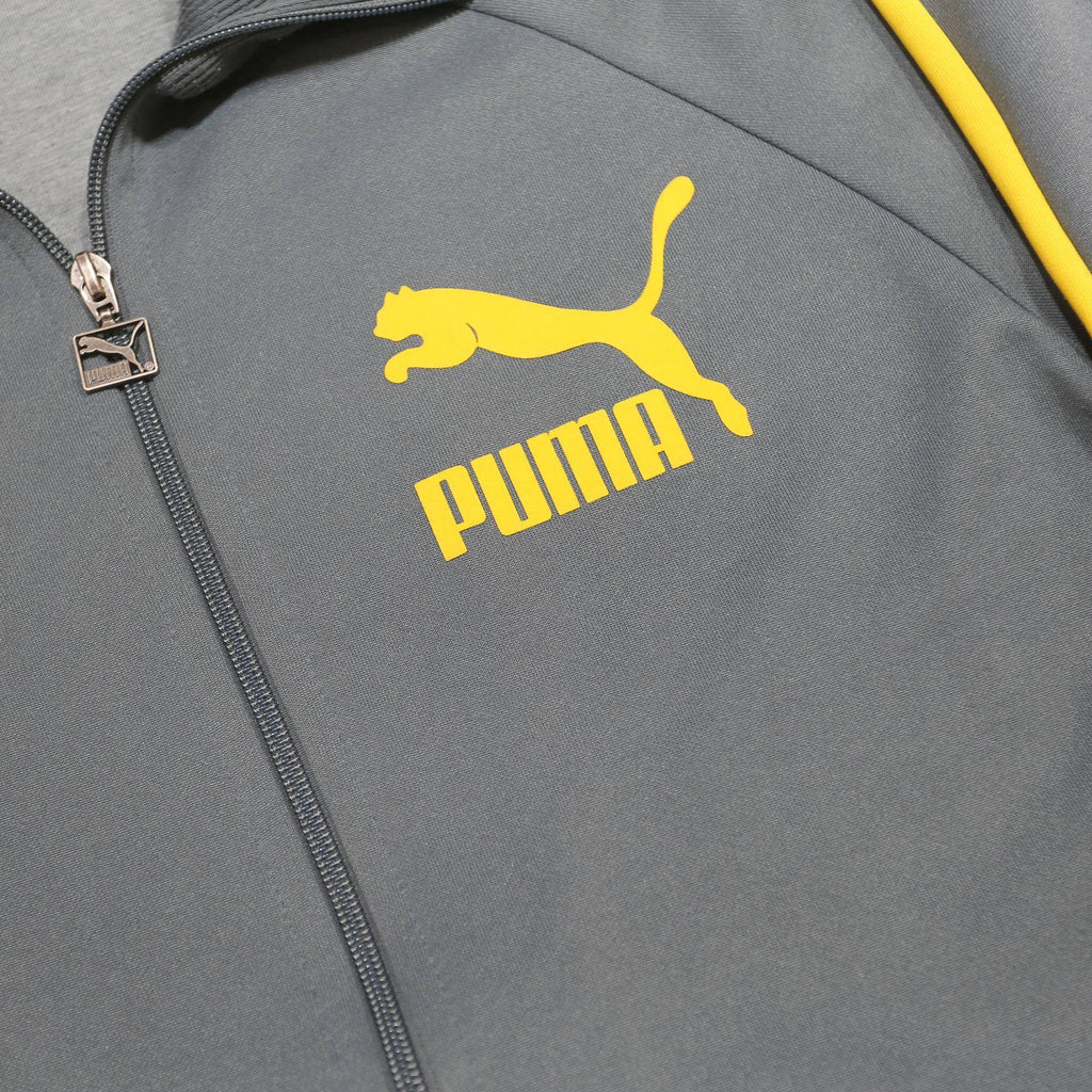 PUMA Mens Grey & Yellow Zip Jacket M Cotton Blend Track Sportswear