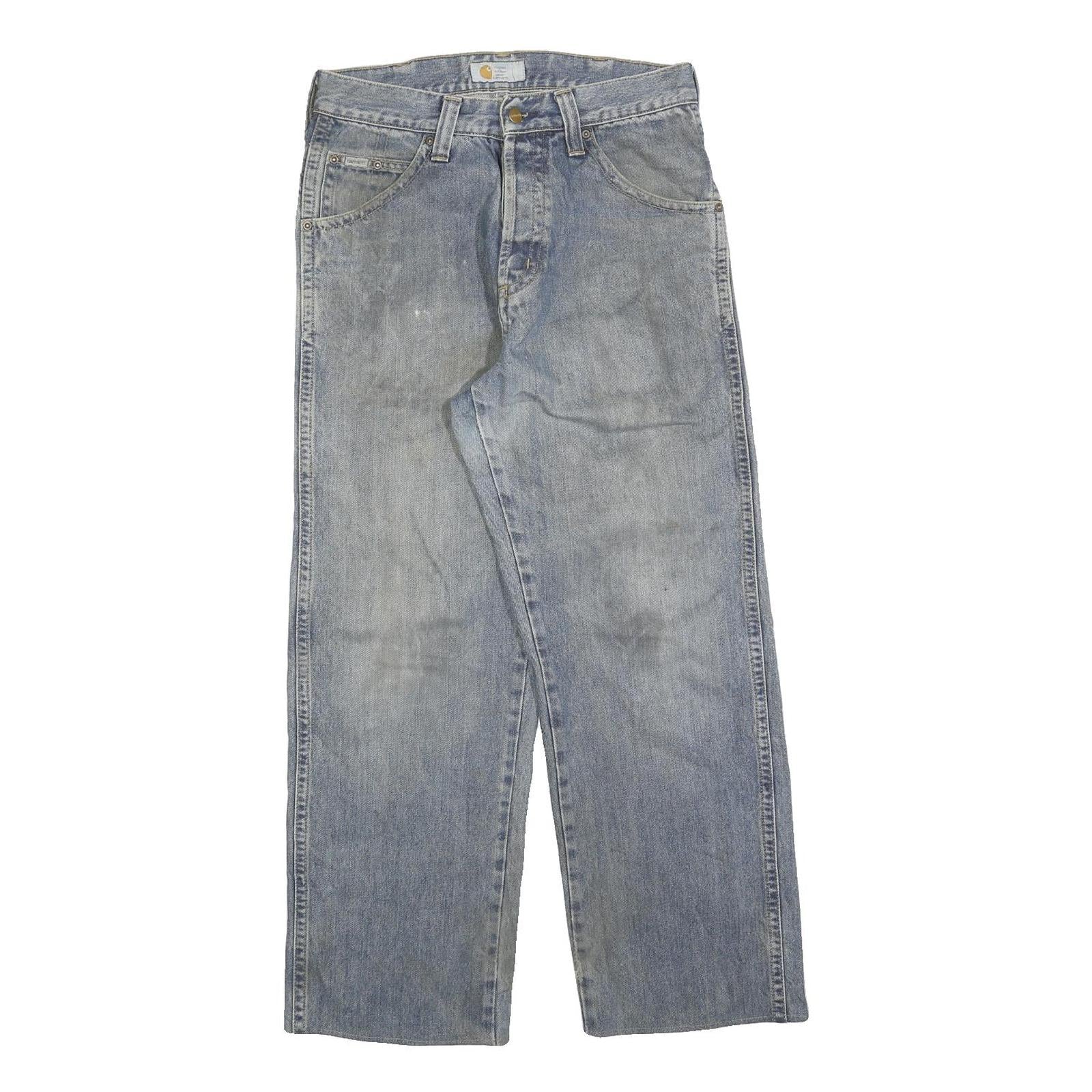 CARHARTT Womens Regular Blue Denim Cotton Blend Jeans W30 L28 Button Closure