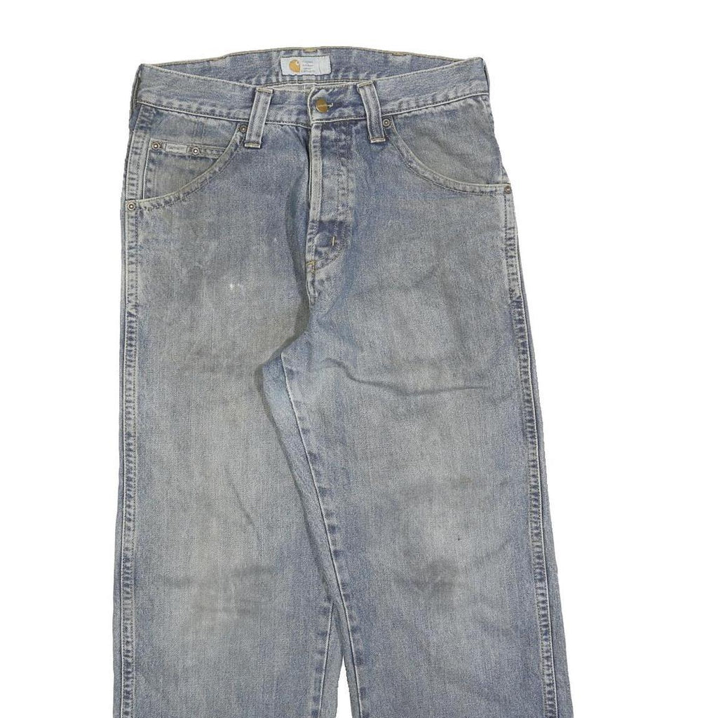 CARHARTT Womens Regular Blue Denim Cotton Blend Jeans W30 L28 Button Closure