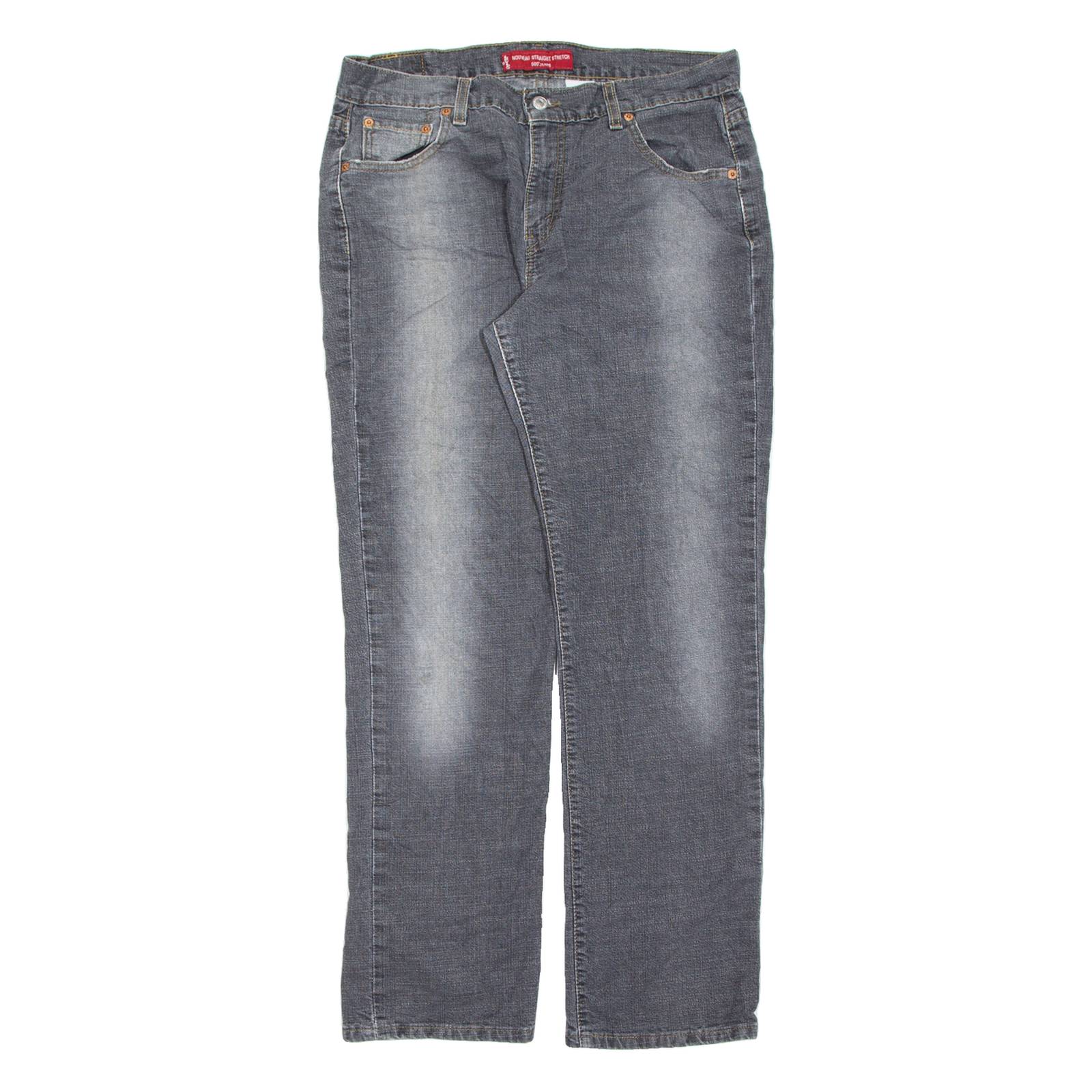 LEVI'S 505 Low Rise Womens Jeans Black Slim Straight Charcoal Wash W34 L31