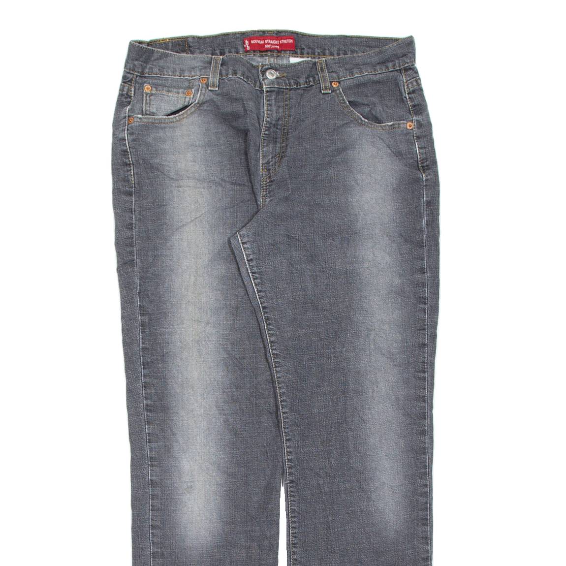 LEVI'S 505 Low Rise Womens Jeans Black Slim Straight Charcoal Wash W34 L31