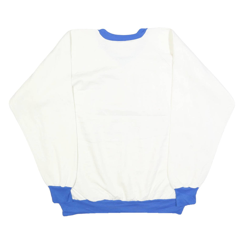 Mens White & Blue New York Giants V-Neck XL Sweatshirt Cotton Blend Retro