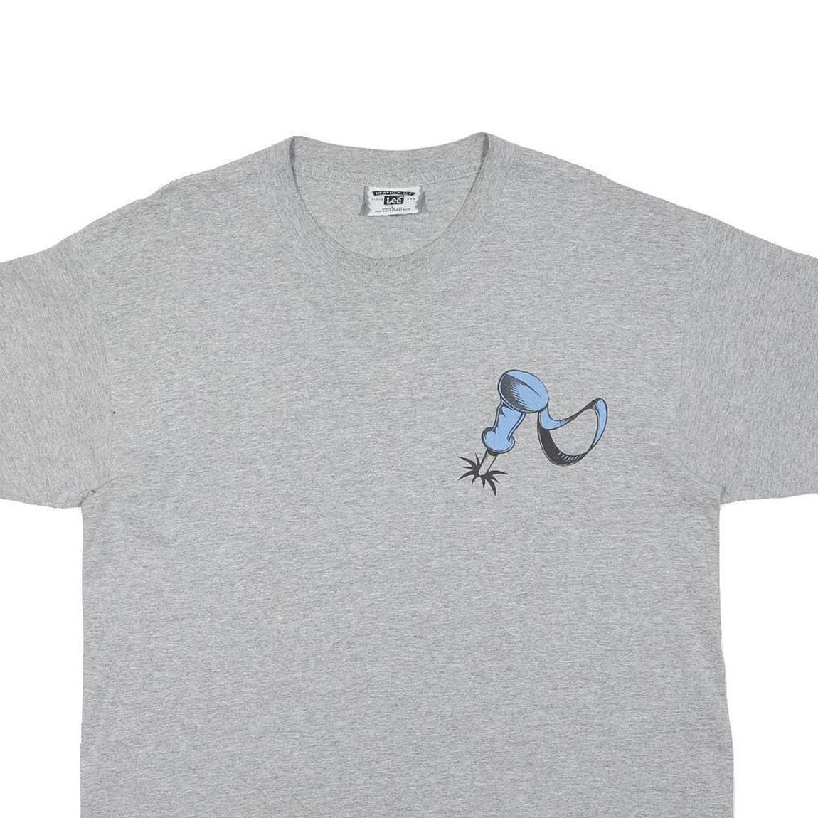 LEE Mens Grey Graphic T-Shirt L Short Sleeve Crew Neck Casual Cotton Blend