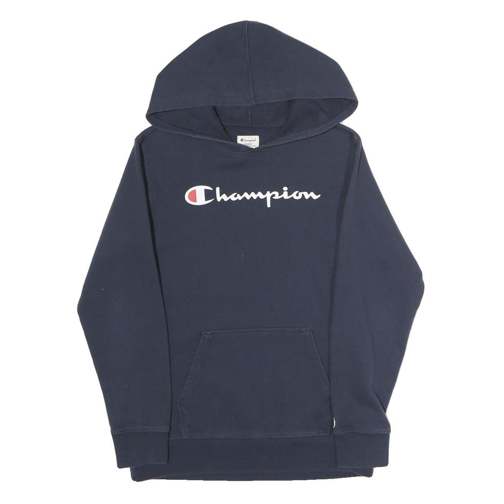 CHAMPION Mens Navy Blue Hoodie L Pullover Logo Sweatshirt Casual