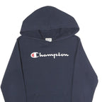 CHAMPION Mens Navy Blue Hoodie L Pullover Logo Sweatshirt Casual
