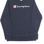 CHAMPION Mens Navy Blue Hoodie L Pullover Logo Sweatshirt Casual