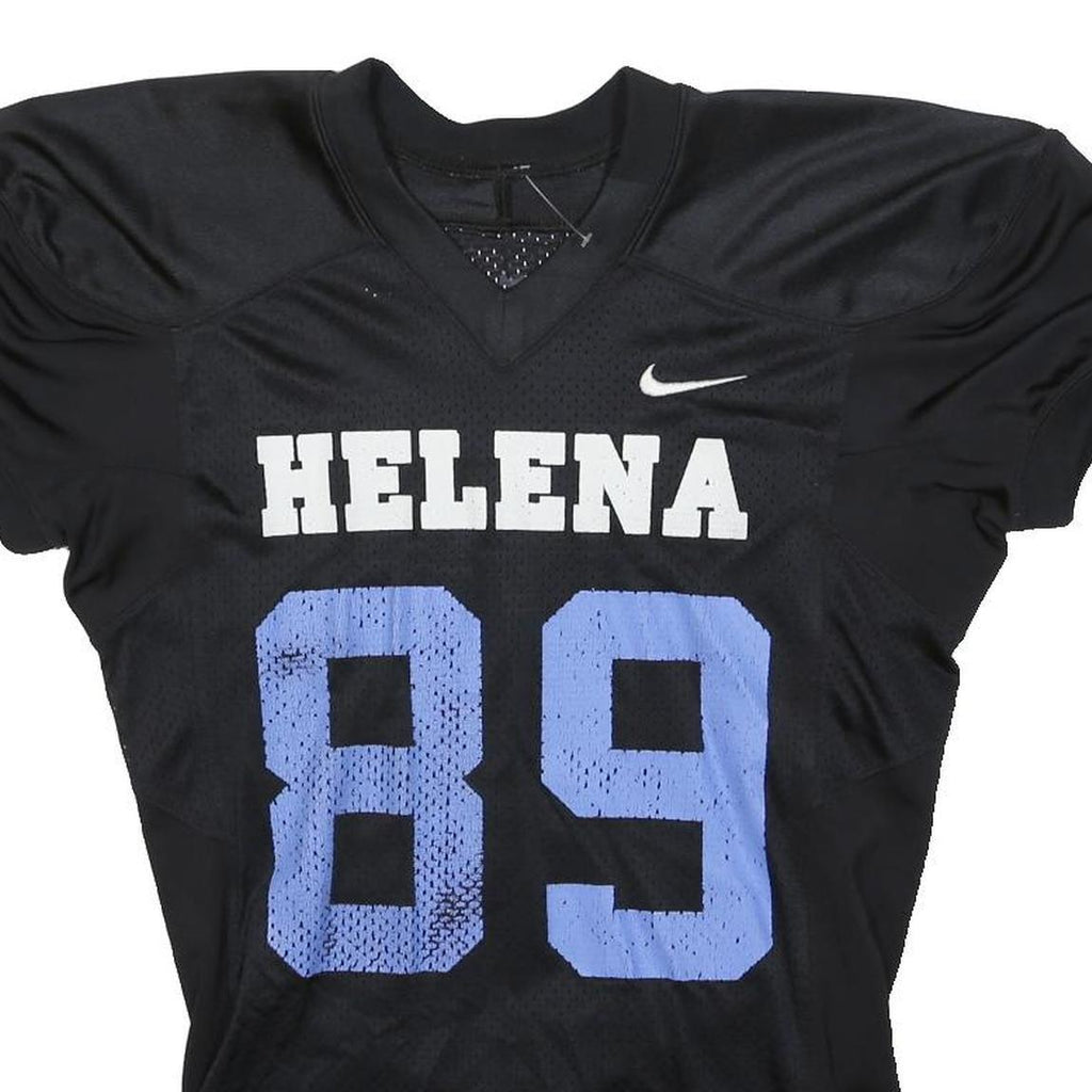 NIKE Mens Black & Blue Helena 89 Football Shirt L Short Sleeve V-Neck Athletic