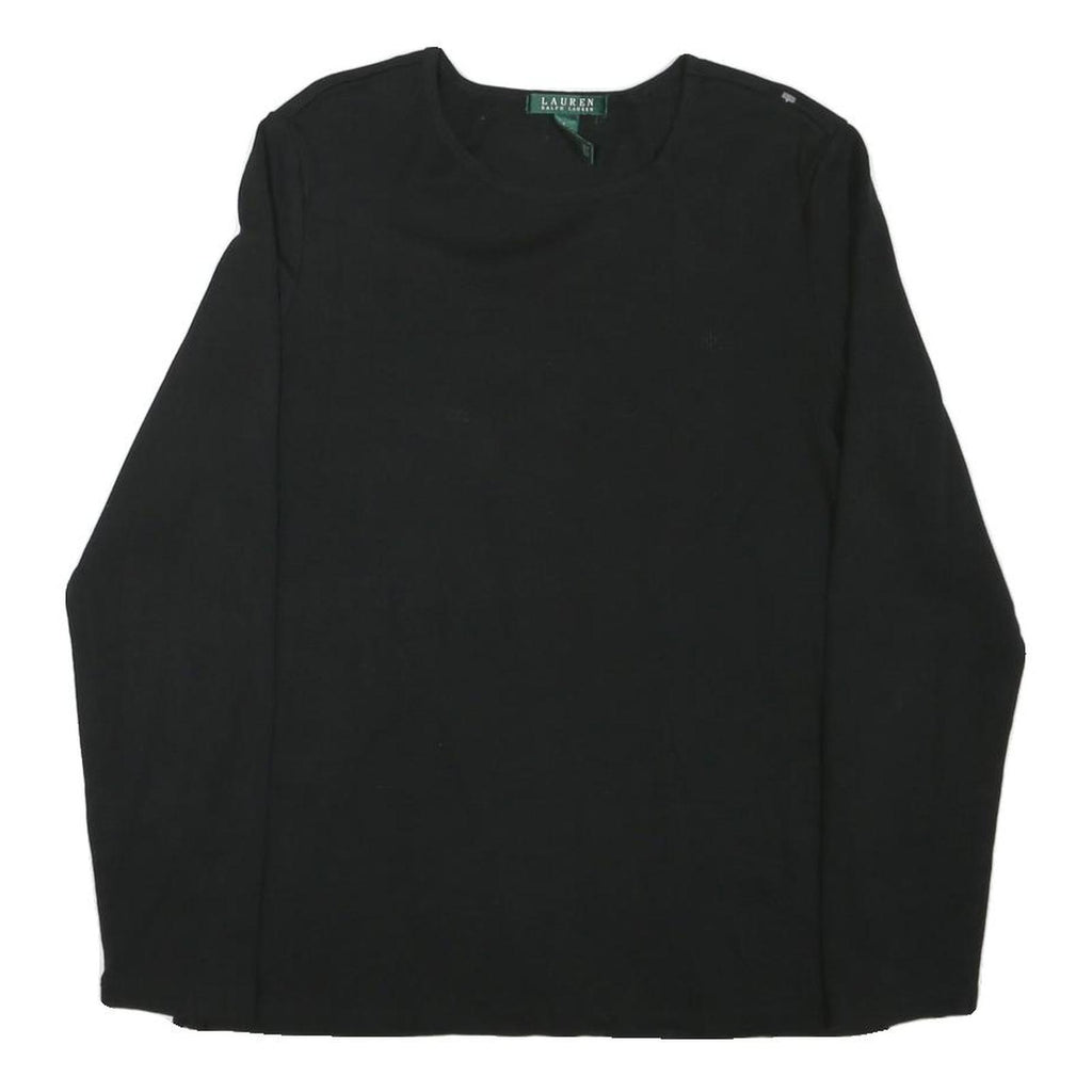 LAUREN RALPH LAUREN Womens Black Cotton Blend Long Sleeve Crew Neck Classic