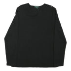 LAUREN RALPH LAUREN Womens Black Cotton Blend Long Sleeve Crew Neck Classic