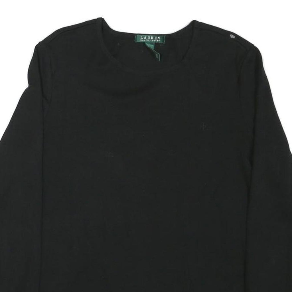 LAUREN RALPH LAUREN Womens Black Cotton Blend Long Sleeve Crew Neck Classic