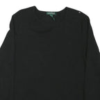 LAUREN RALPH LAUREN Womens Black Cotton Blend Long Sleeve Crew Neck Classic
