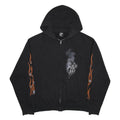 K&S Womens Black Motorcycle Print Full Zip Hoodie XL Flame Sleeve Graphic