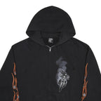 K&S Womens Black Motorcycle Print Full Zip Hoodie XL Flame Sleeve Graphic