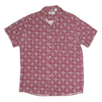 IMPACT Mens Red Floral Print Cotton Shirt L Short Sleeve Casual Summer