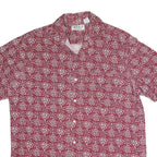 IMPACT Mens Red Floral Print Cotton Shirt L Short Sleeve Casual Summer