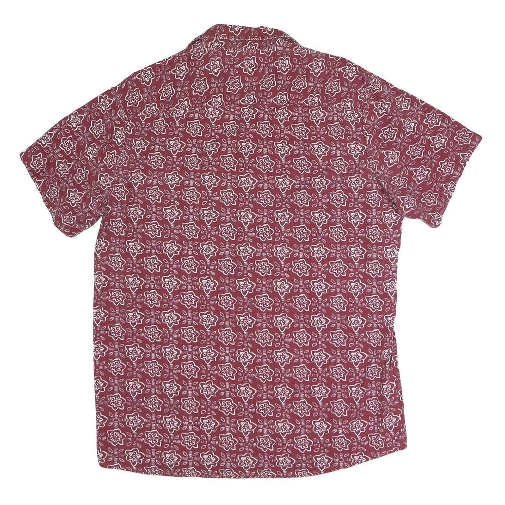 IMPACT Mens Red Floral Print Cotton Shirt L Short Sleeve Casual Summer