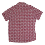 IMPACT Mens Red Floral Print Cotton Shirt L Short Sleeve Casual Summer
