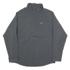 NIKE Mens Grey Jacket L Polyester Blend Zip Plain Lightweight Sportswear